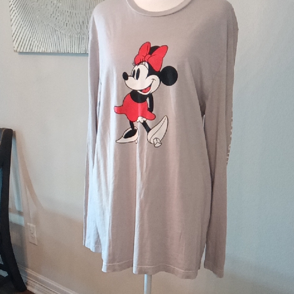 Disney Gray and Red Minnie Mouse Long Sleeve Tee Love Your Melon Size Medium